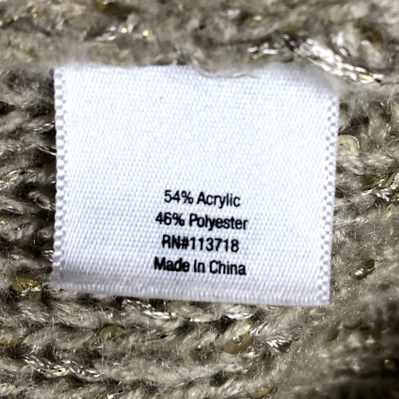 ALLEN B by Allen Schwartz Womens Sweater Medium Gold Knit Shimmery Crew Neck Zip - Picture 7 of 12